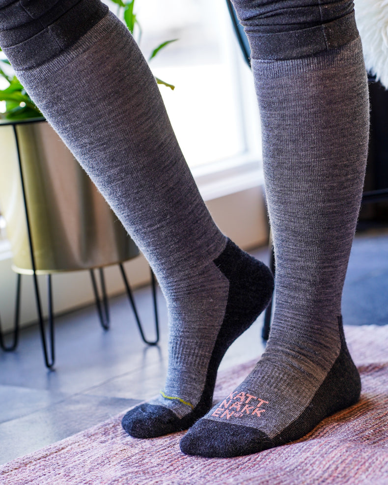 Vaksen Lange ullsokker m/frotésåle Vaksen Sokker voksne Grå Melert