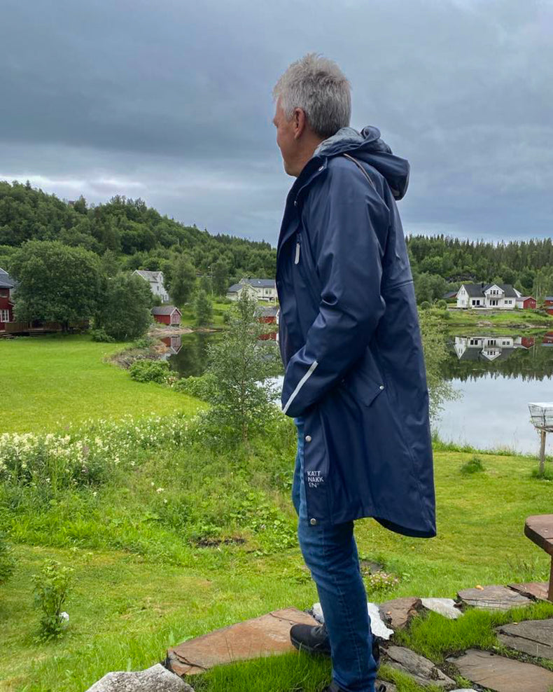 Vaksen Regnparkas ekstra ermlengde Regnjakker voksne Marine