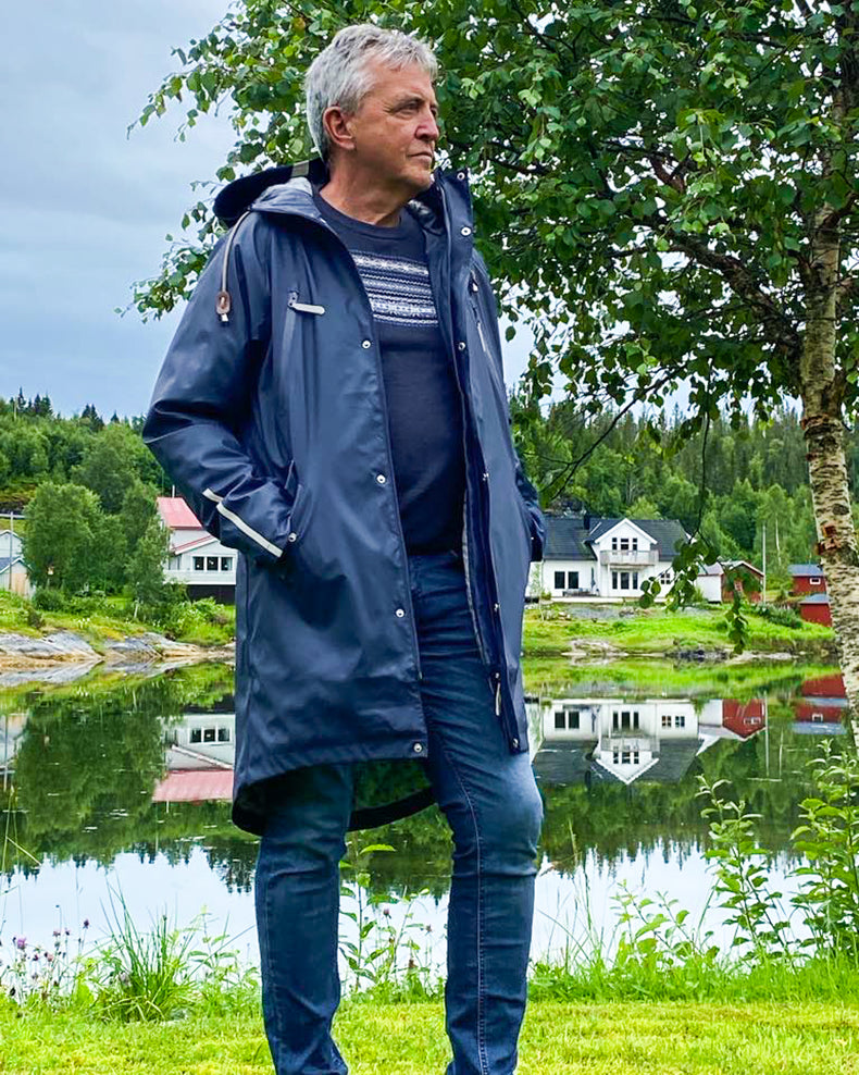 Vaksen Regnparkas ekstra ermlengde Regnjakker voksne Marine