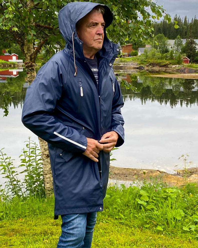 Vaksen Regnparkas ekstra ermlengde Regnjakker voksne Marine
